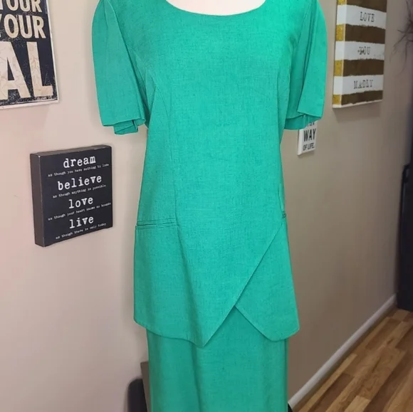 slim fit dress slacks Dress Casual Midi By Jessica Howard In Green, Size: L  Clothes Mentor  Cordova TN #245